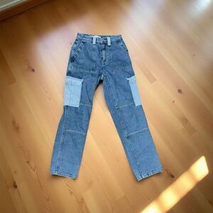 PacSun Two Toned Hi Rise Denim Cargo Jeans Size 3 23x26”  #44